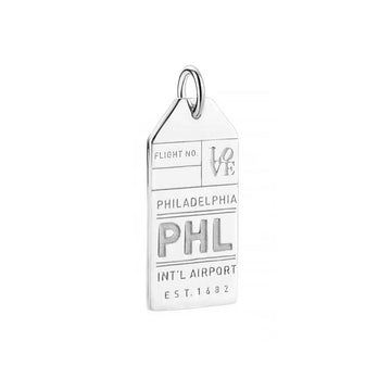 Silver USA Charm, PHL Philadelphia Luggage Tag