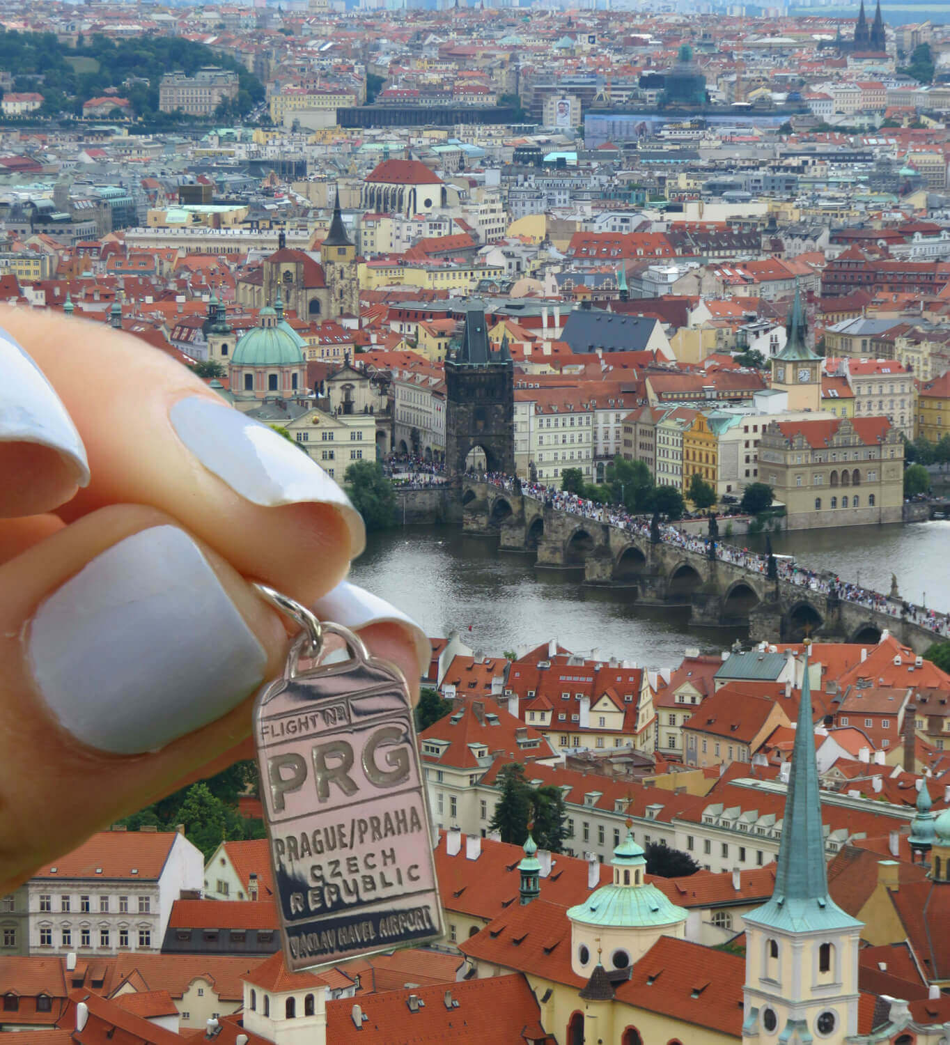Silver Czech Republic Charm, PRG Prague Luggage Tag - JET SET CANDY  (1720180867130)