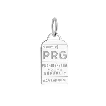 Prague Czech Republic PRG Luggage Tag Charm Silver