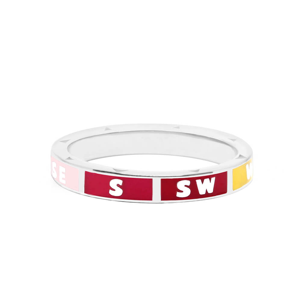 Silver Rainbow Enamel Compass Ring (6080810483896)