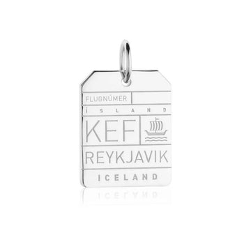 Reykjavik Iceland KEF Luggage Tag Charm Silver