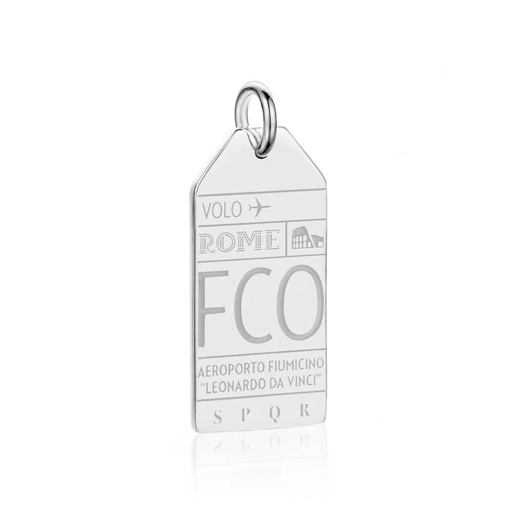 Silver Rome Charm, FCO Luggage Tag - JET SET CANDY (7781392711928)