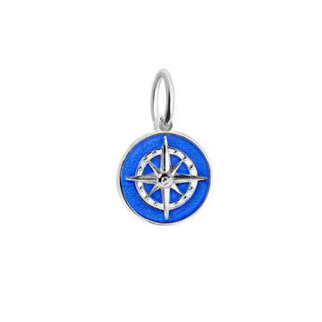 Gift: Blue Enamel Mini Compass, Silver