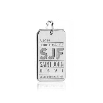 St John Virgin Islands Caribbean SJF Luggage Tag Charm Silver