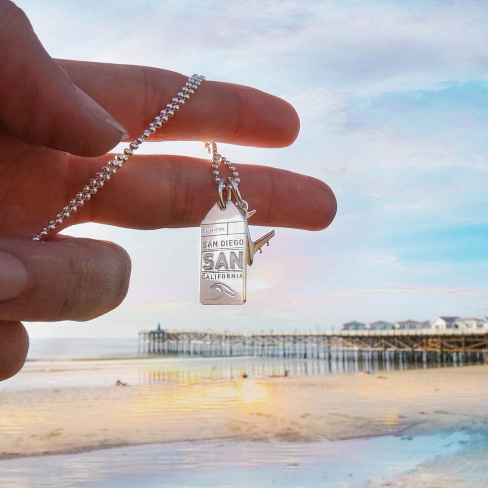 Silver California Charm, San Diego Luggage Tag - JET SET CANDY  (1720191746106)