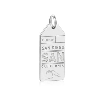 San Diego California SAN Luggage Tag Charm Silver