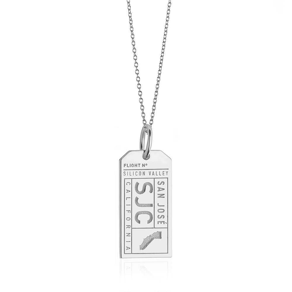 San Jose, CA SJC Airport Luggage Tag Charm Sterling Silver USA