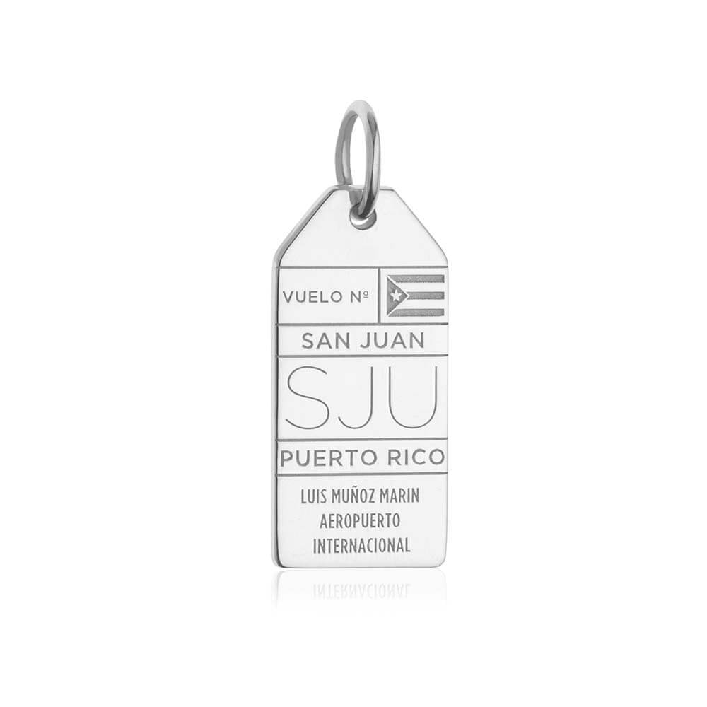 Silver Puerto Rico Charm, San Juan SJU Luggage Tag - JET SET CANDY  (1720194269242)
