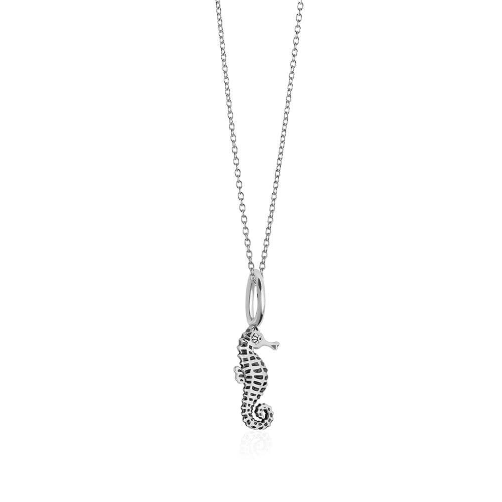Sterling Silver Mini Seahorse Charm Necklace (SHIPS JUNE) - JET SET CANDY  (1977361662010)