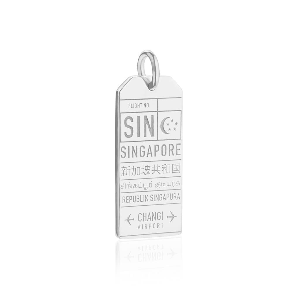 Changi Singapore SIN Luggage Tag Charm Silver JET SET CANDY