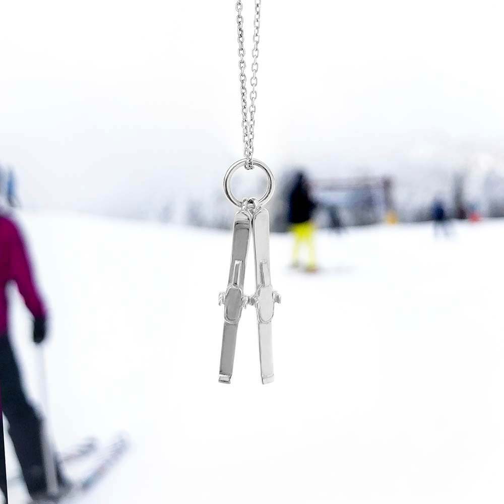 Sterling Silver Snow Skier Girl Charm – Winter Sports, Olympics Ski Poles, 925, Nickel-Free, FashionJunkie4Life