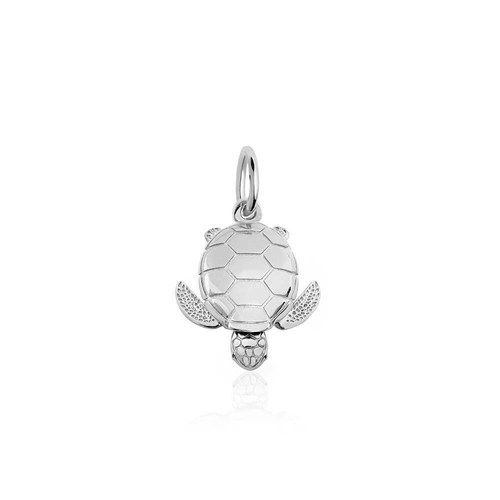 Small Sterling Silver Sea Turtle Charm (SHIPS JUNE) - JET SET CANDY  (2499721789498)
