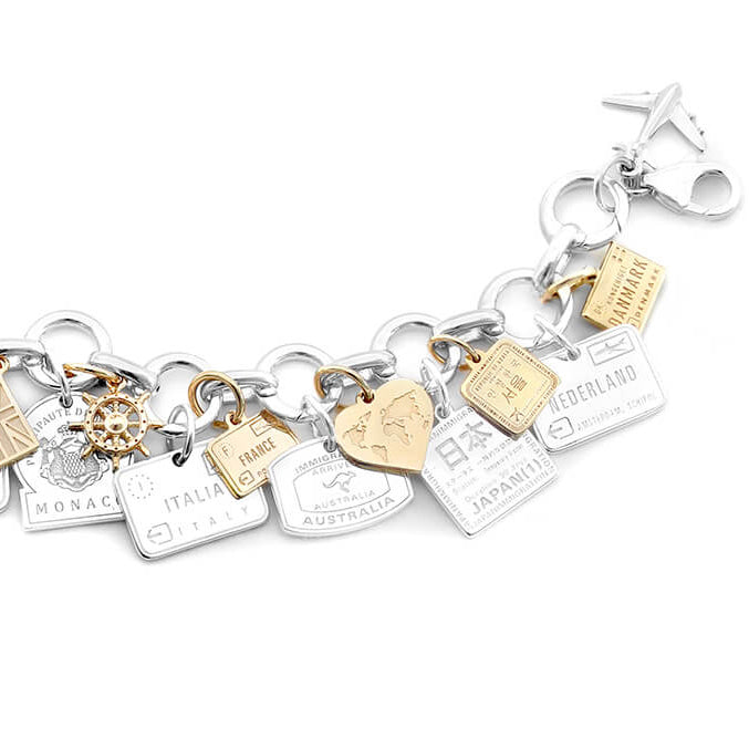 SILVER AND SOLID GOLD CHARM BRACELET BUNDLE (4401063592024)