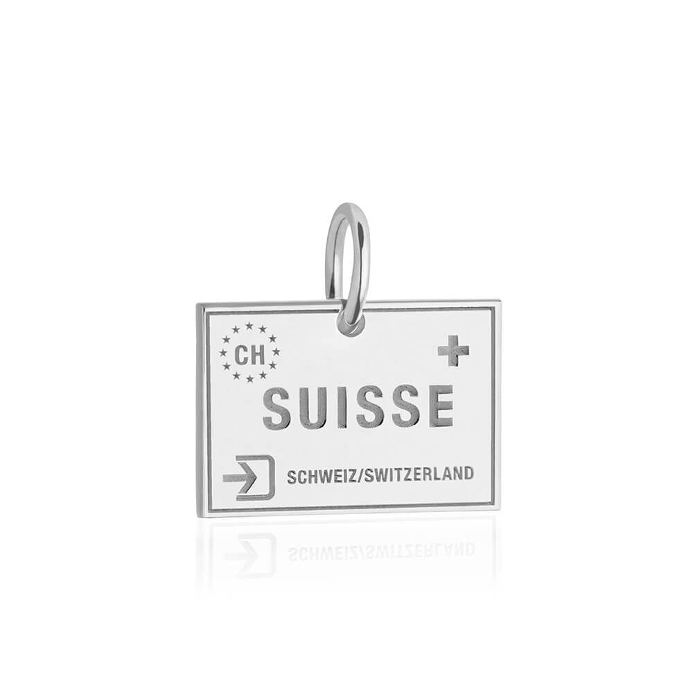 Sterling Silver Charm, Switzerland Passport Stamp (1720201674810)