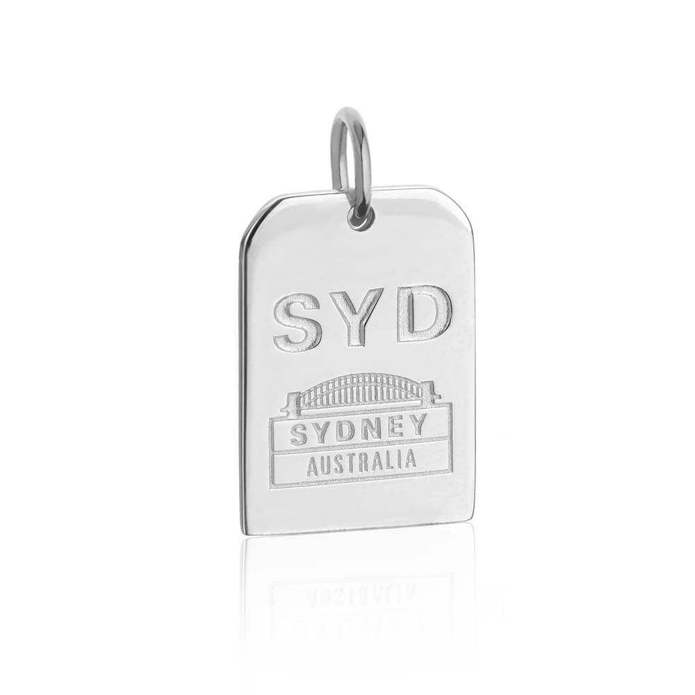 Sterling Silver Australia Charm, SYD Sydney Luggage Tag - JET SET CANDY  (2457799295034)