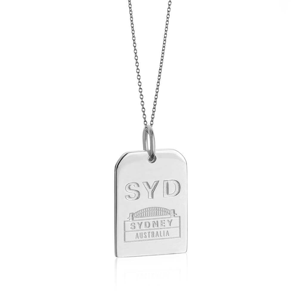 Sterling Silver Australia Charm, SYD Sydney Luggage Tag - JET SET CANDY  (2457799295034)