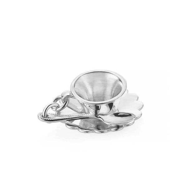 Tiny 3D, Movable Gold Vermeil Tea Cup, Saucer and Tea Spoon Charm 25 selling x 17 mm