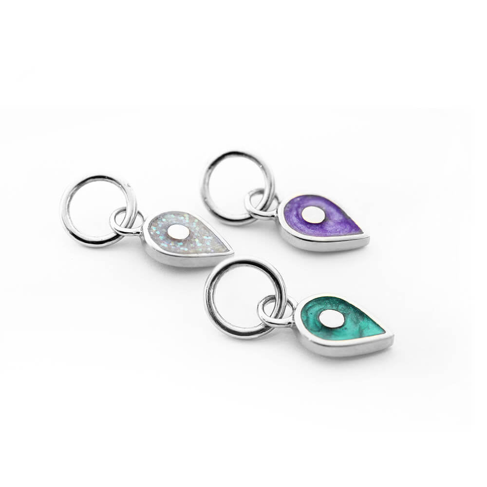 Silver April Map Pin Charm with Diamond Enamel - JET SET CANDY (7532597510392)