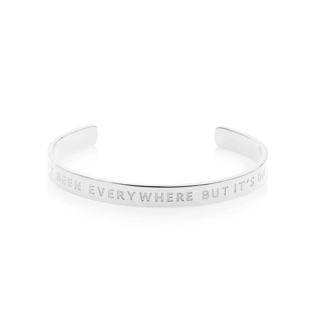 Silver Inspirational Cuff "I Haven't Been Everywhere But It's On My List" - JET SET CANDY  (1977367986234)