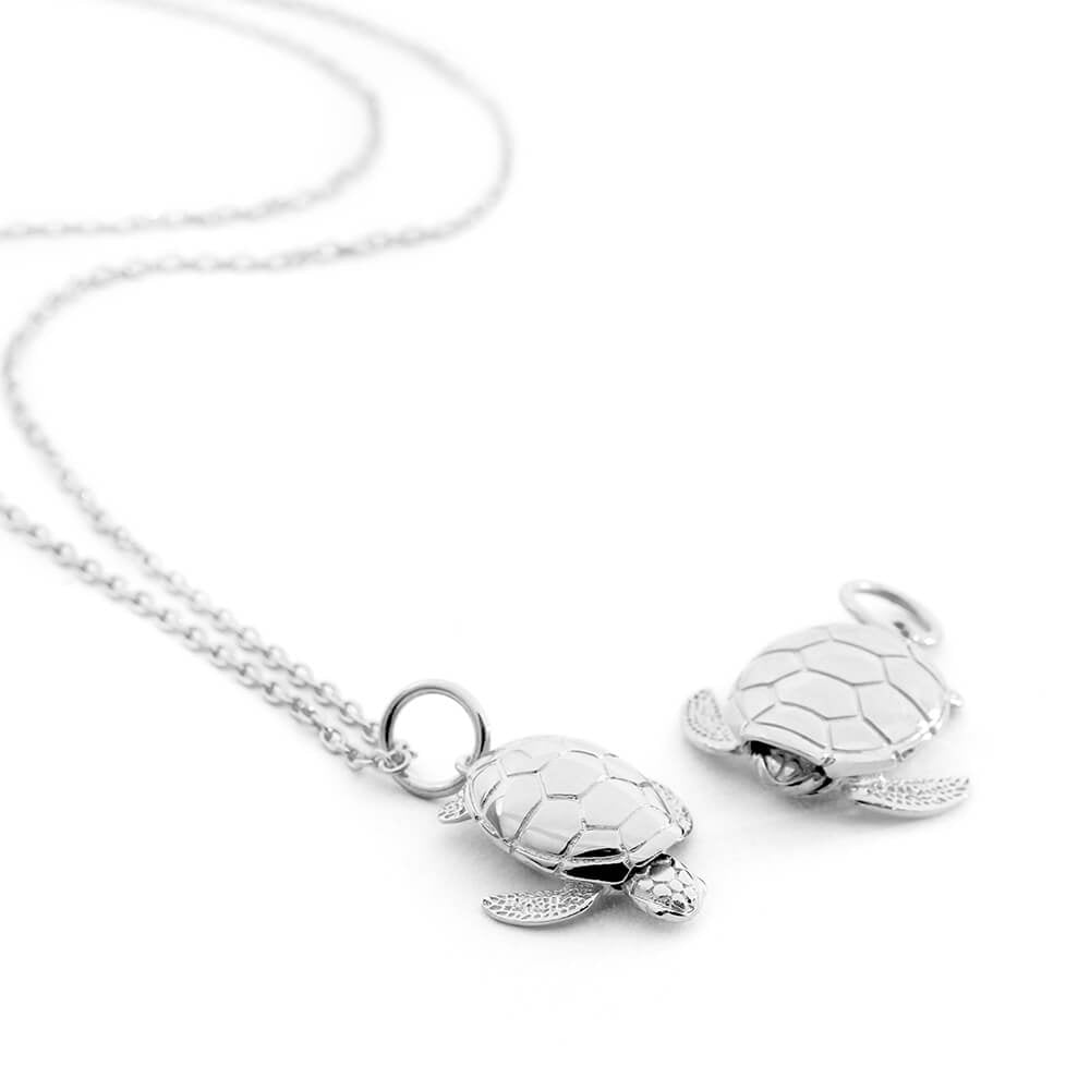 Small Sterling Silver Sea Turtle Charm (SHIPS JUNE) - JET SET CANDY  (2499721789498)
