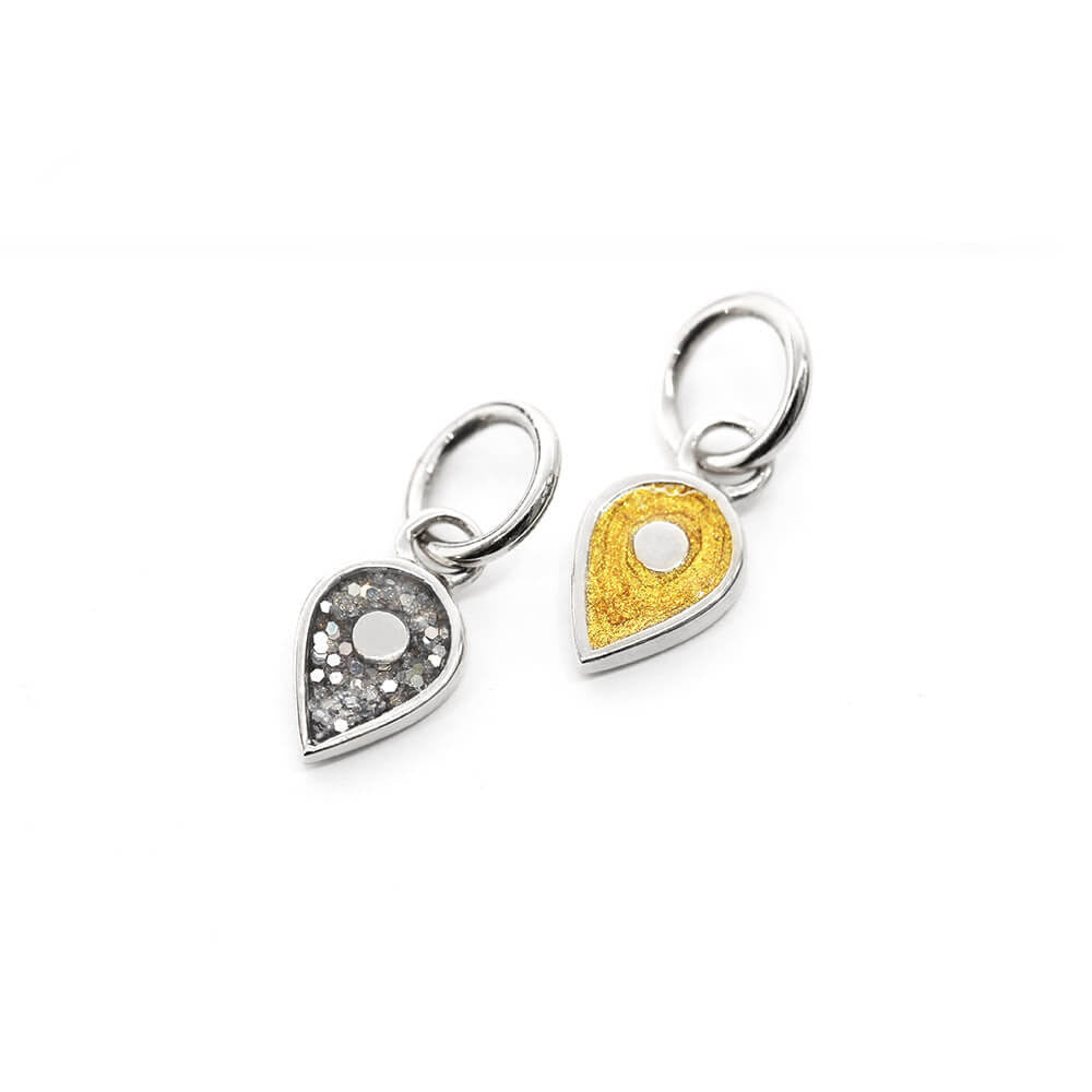 Silver November Map Pin Charm with Golden Topaz Enamel - JET SET CANDY (7532597805304)