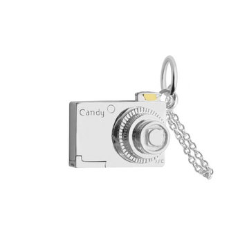 Camera Charm Two-Tone Silver