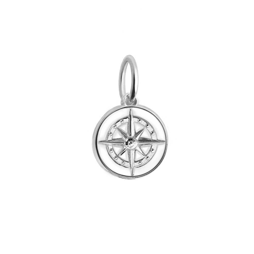 Silver Mini White Enamel Compass Charm - JET SET CANDY  (4440643403864)