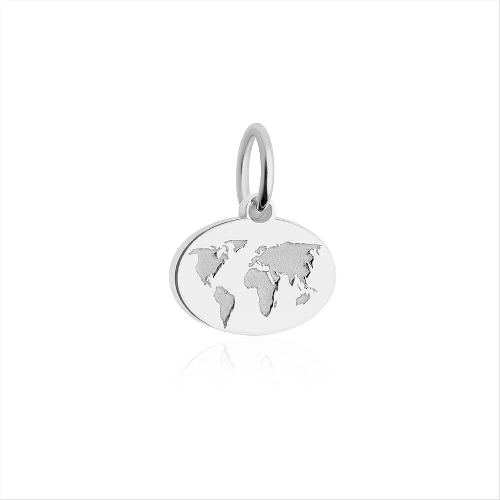 GWP-Mini Silver World Map Charm - JET SET CANDY  (4337662525528)