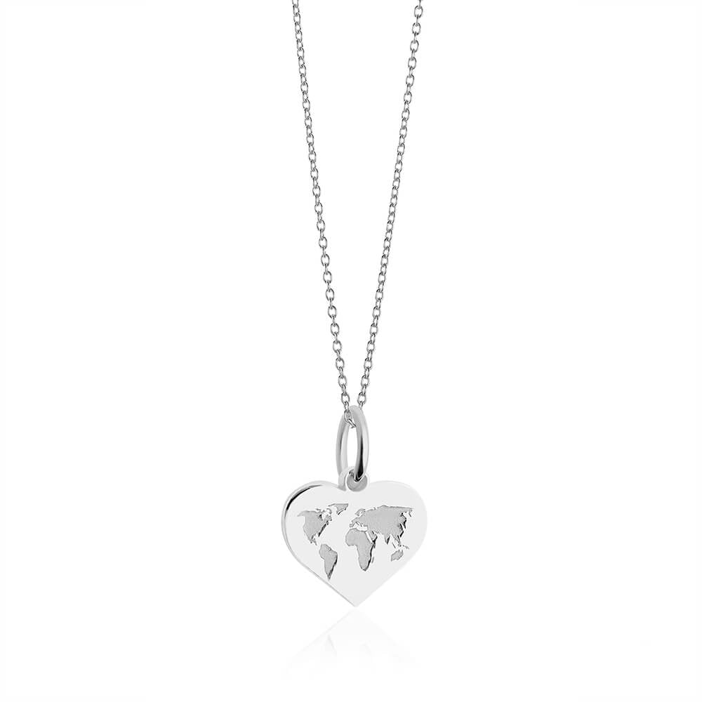 Mini Silver World Heart Map Charm - JET SET CANDY (4550133940312)