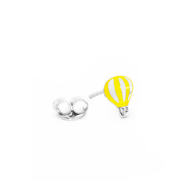 Single Stud: Silver Hot Air Balloon, Yellow Enamel