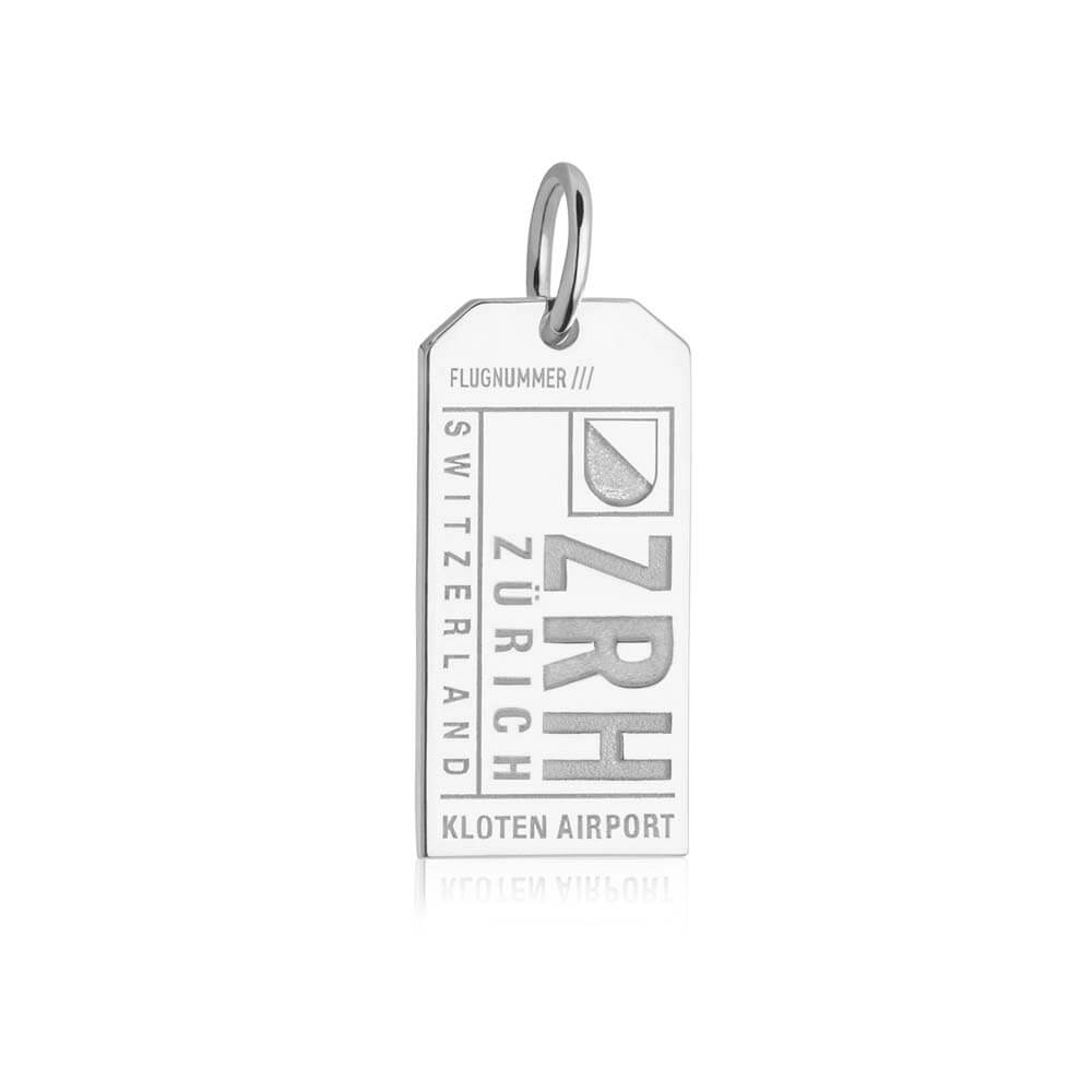 Silver Switzerland Charm, ZRH Zurich Luggage Tag - JET SET CANDY  (1720188567610)