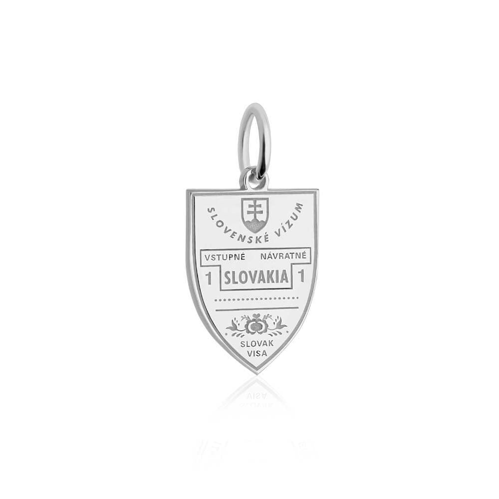 Sterling Silver Travel Charm, Slovakia Passport Stamp - JET SET CANDY  (1720201445434)