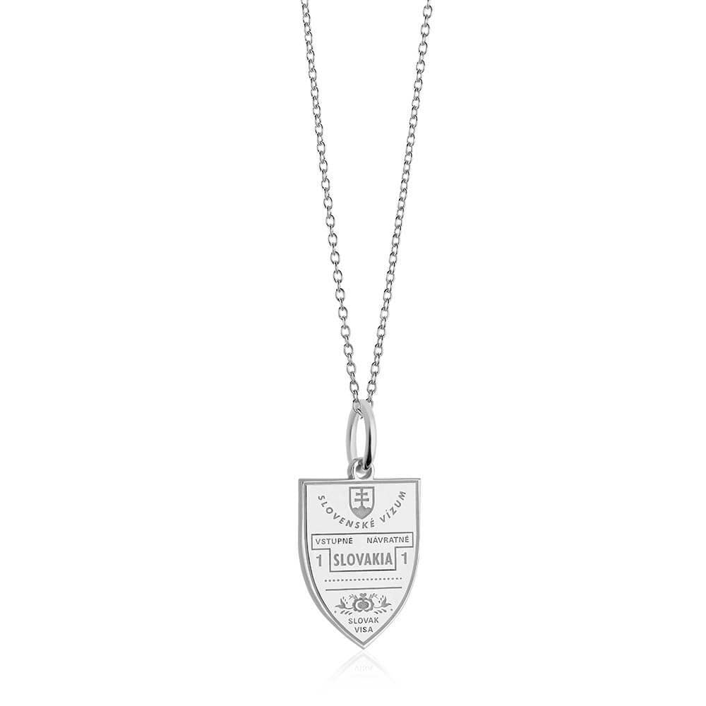 Sterling Silver Travel Charm, Slovakia Passport Stamp - JET SET CANDY  (1720201445434)