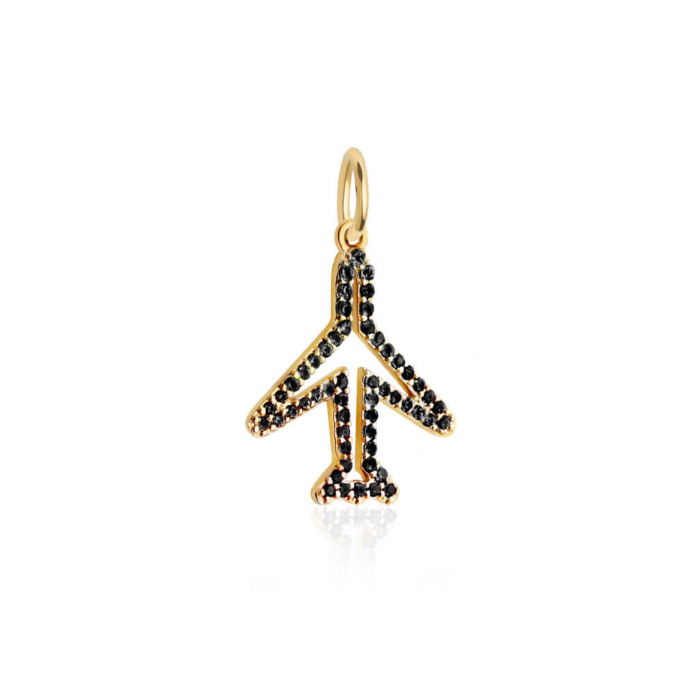 Pre-Order: Solid Gold Black Diamond Pavé Plane (Allow 12 weeks) (6080804028600)