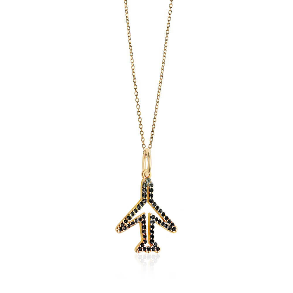 Pre-Order: Solid Gold Black Diamond Pavé Plane (Allow 12 weeks) (6080804028600)