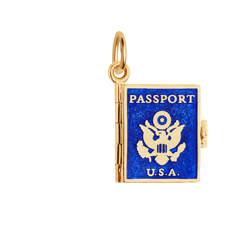 Bespoke Solid Gold Passport Book Charm, Enamel - JET SET CANDY (7535262433528)