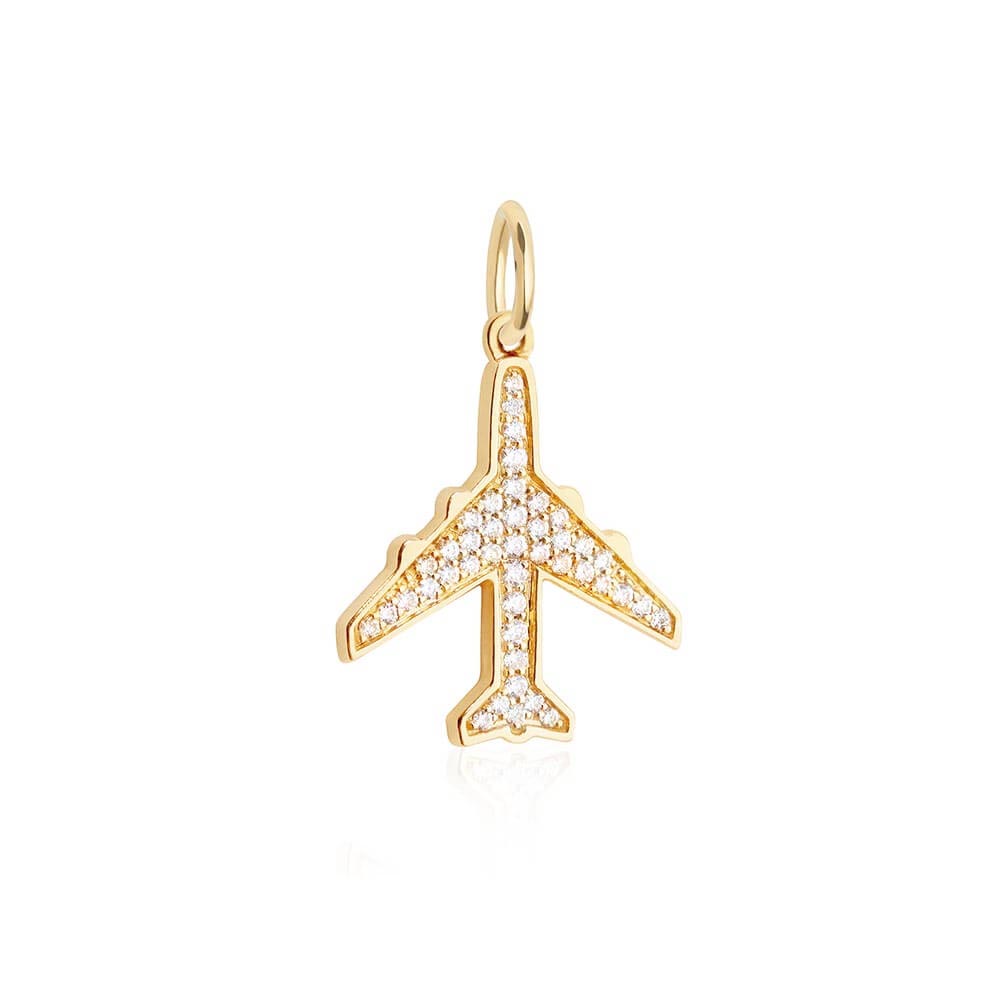 Pre-Order: Solid Gold Diamond Pavé Plane Charm (2489774014522)