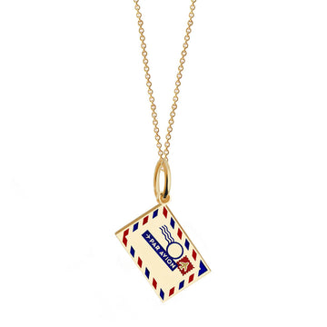 Solid Gold Customizable Air Mail Charm, Mini