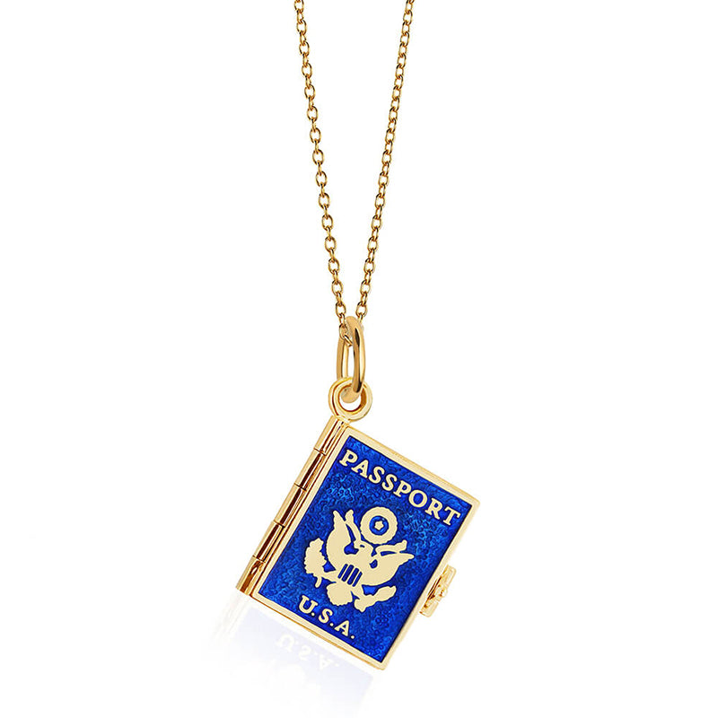 Bespoke Solid Gold Passport Book Charm, Enamel - JET SET CANDY (7535262433528)