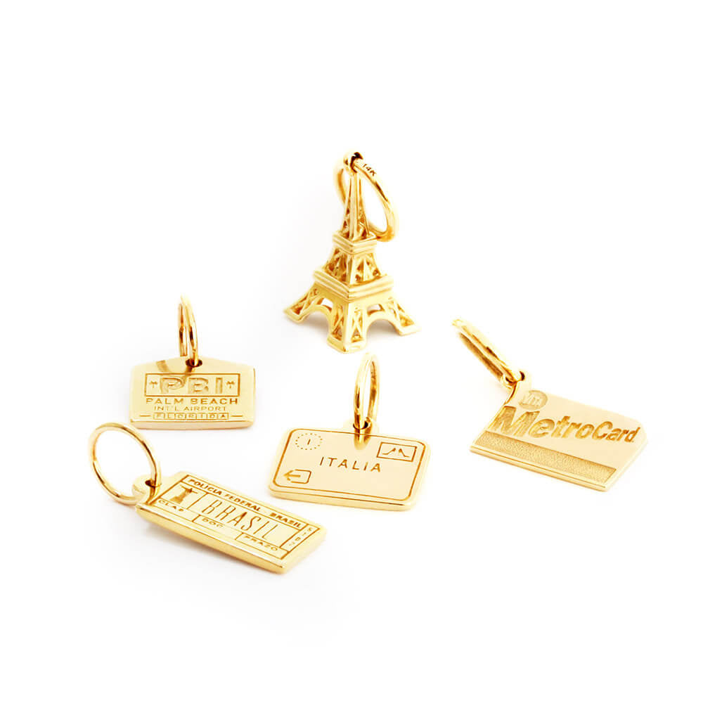 5 Solid Gold Mini Charms Bundle JET SET CANDY