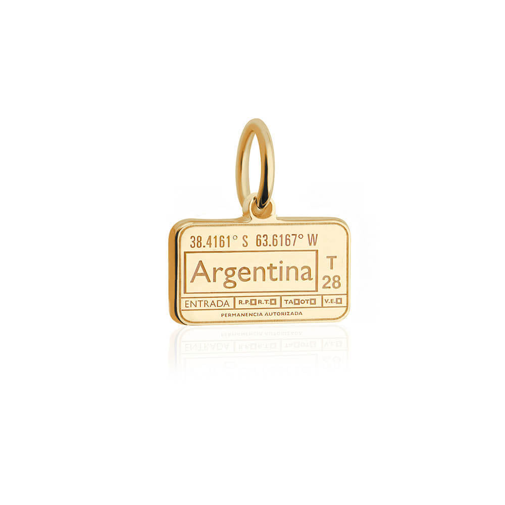 Mini Solid Gold Argentina Passport Stamp Charm (4713006563416)