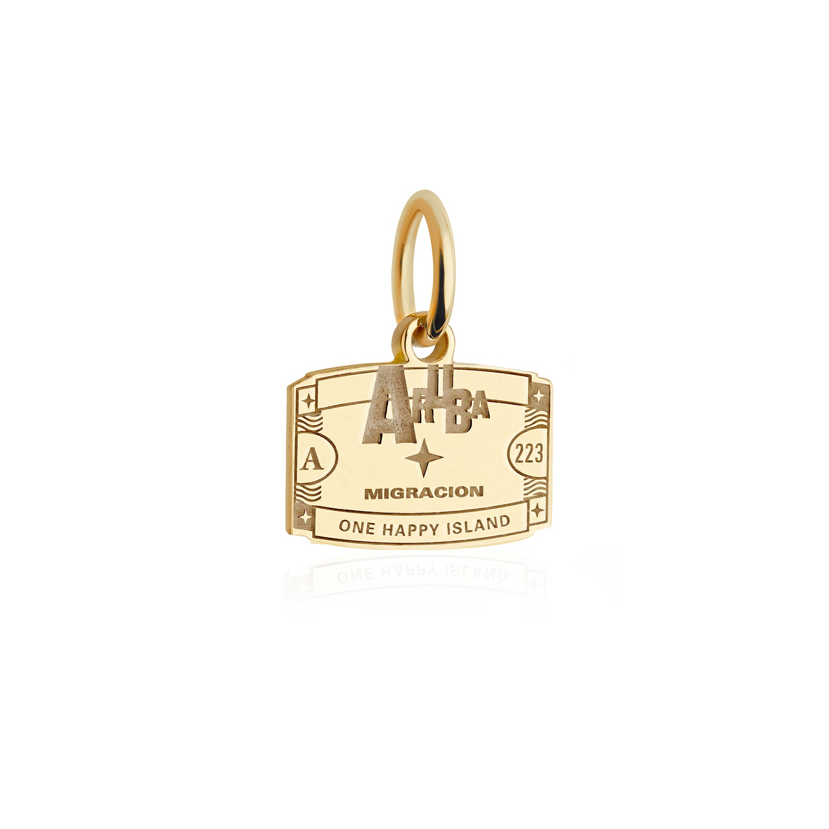 Mini Solid Gold Aruba Passport Stamp Charm (Ships Nov.) (4713007022168)