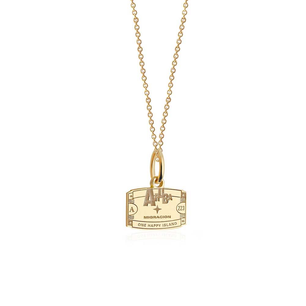 Mini Solid Gold Aruba Passport Stamp Charm (Ships Nov.) (4713007022168)