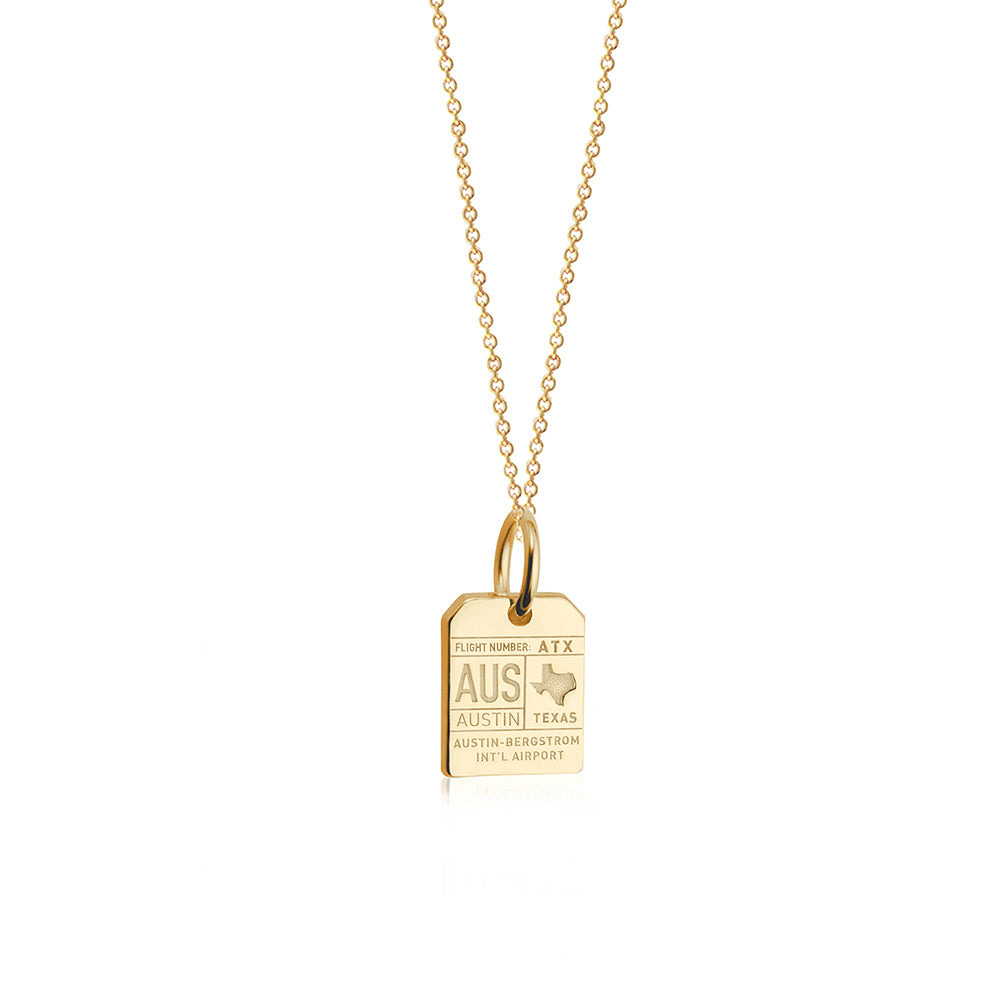 Solid Gold Mini Texas Charm, AUS Austin Luggage Tag - JET SET CANDY  (1720192434234)