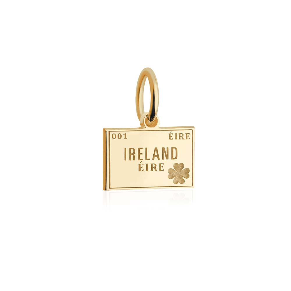 Mini Solid Gold Passport Stamp Charm: Ireland - JET SET CANDY  (4395777327192)