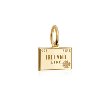 Ireland Passport Stamp Charm Solid Gold Mini