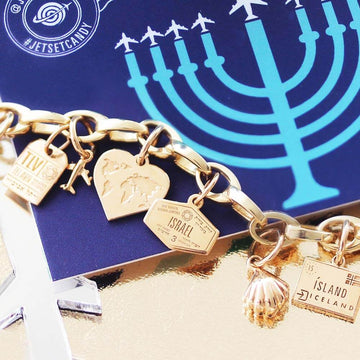 Solid Gold Mini Charm, Passport Stamp: Israel