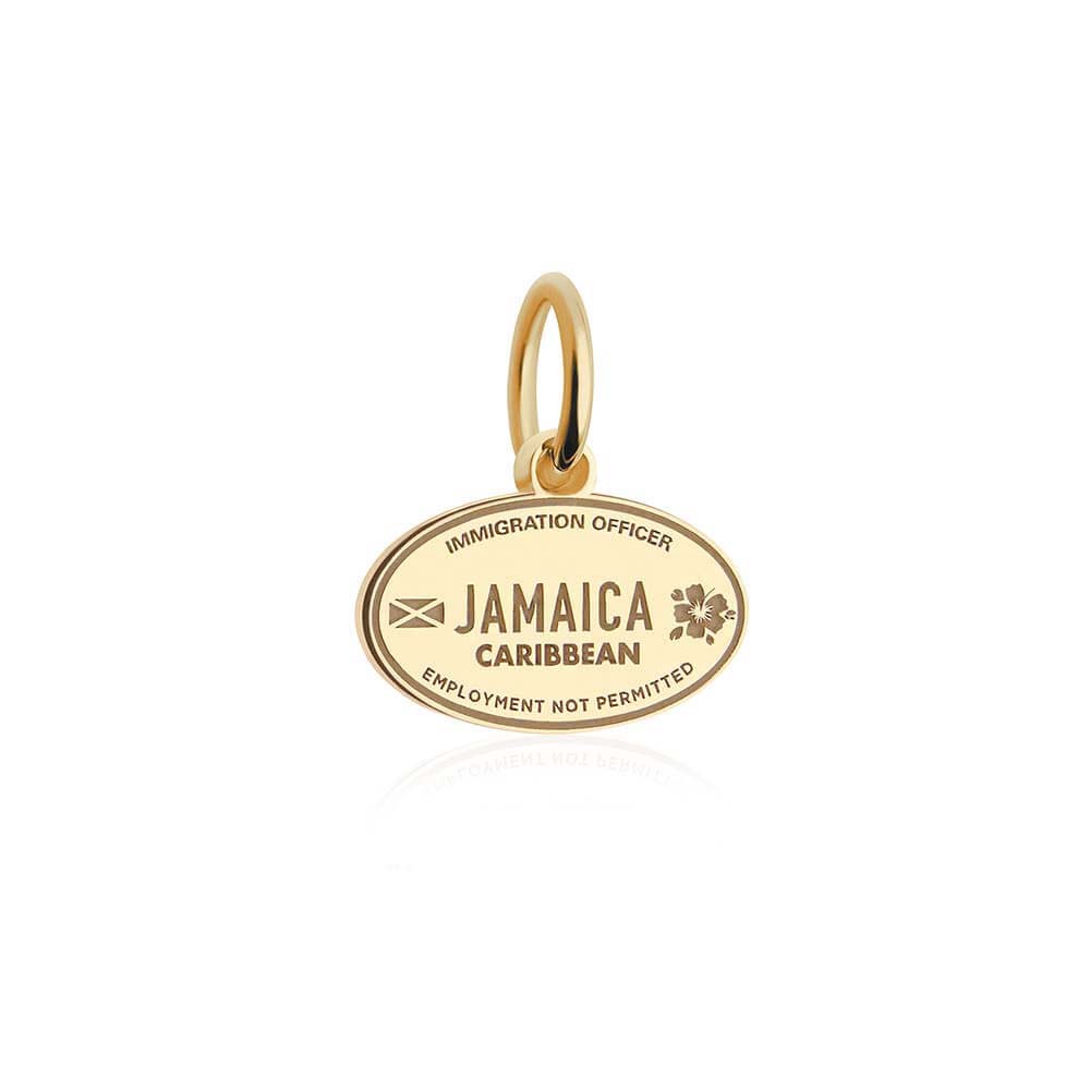 Mini Solid Gold Jamaica Passport Stamp Charm (4728493342808)