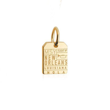 Solid Gold Mini Charm, MSY New Orleans Luggage Tag