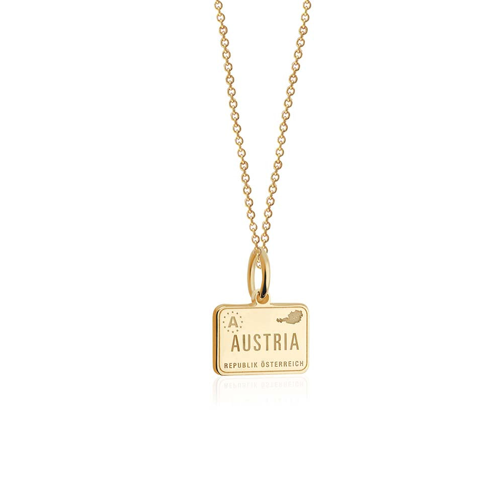 Mini Solid Gold Austria Passport Stamp Charm (4713006235736)